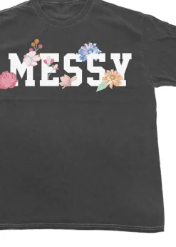 T-Shirts>Brands In Messy Flowers Charcoal Washed Boyfriend Fit T-Shirt