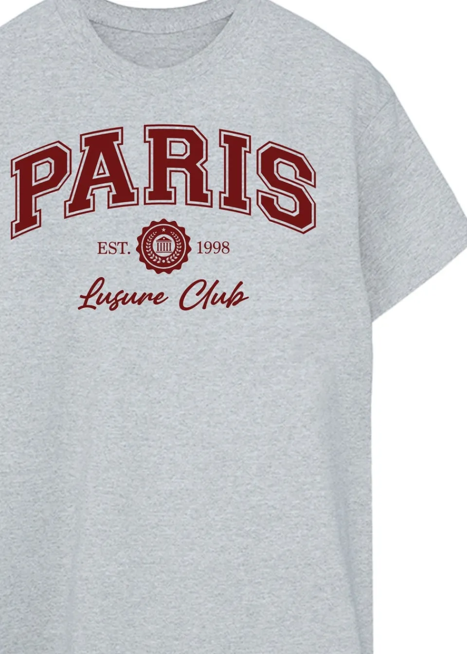T-Shirts>Brands In Paris Leisure Club Grey Boyfriend Fit Graphic T-Shirt