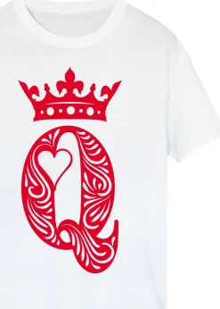 T-Shirts>Brands In Queen Of Hearts Adult White Boyfriend Fit T-Shirt