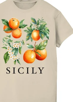T-Shirts>Brands In Sicily Oranges Sand Boyfriend Fit Graphic T-Shirt