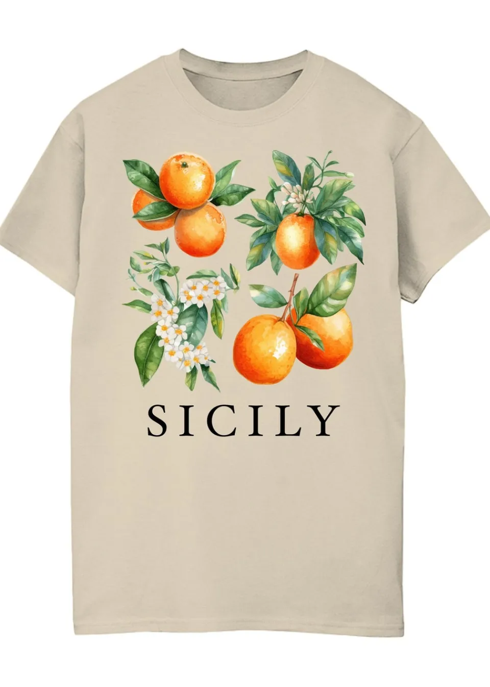 T-Shirts>Brands In Sicily Oranges Sand Boyfriend Fit Graphic T-Shirt
