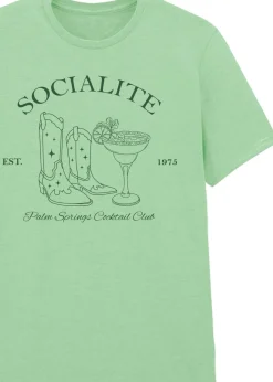 T-Shirts>Brands In Socialite Mint Boyfriend Fit Graphic T-Shirt