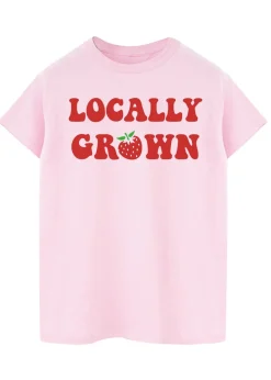 T-Shirts>Brands In Strawberry Locally Grown Pink Boyfriend Fit Graphic T-Shirt