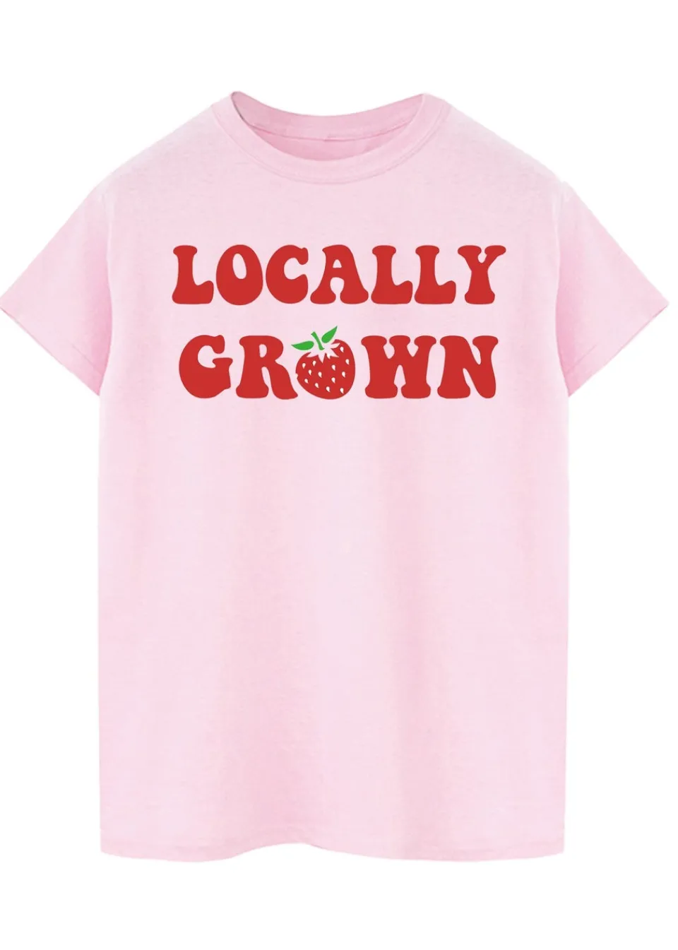 T-Shirts>Brands In Strawberry Locally Grown Pink Boyfriend Fit Graphic T-Shirt