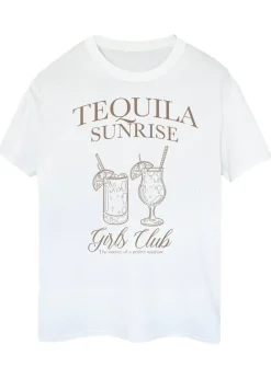 T-Shirts>Brands In Tequila Sunrise Girls Club White Boyfriend Fit Graphic T-Shirt