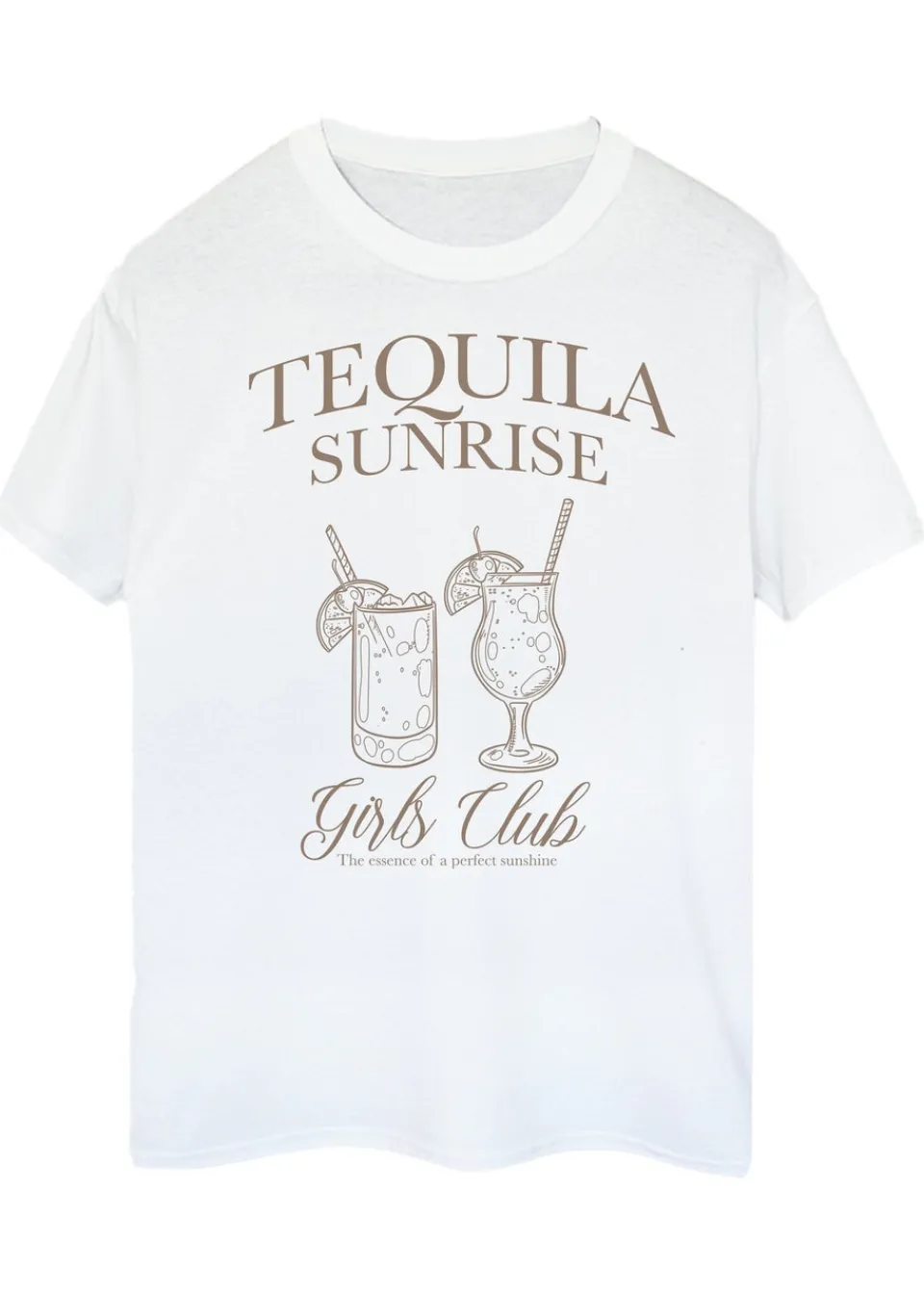T-Shirts>Brands In Tequila Sunrise Girls Club White Boyfriend Fit Graphic T-Shirt