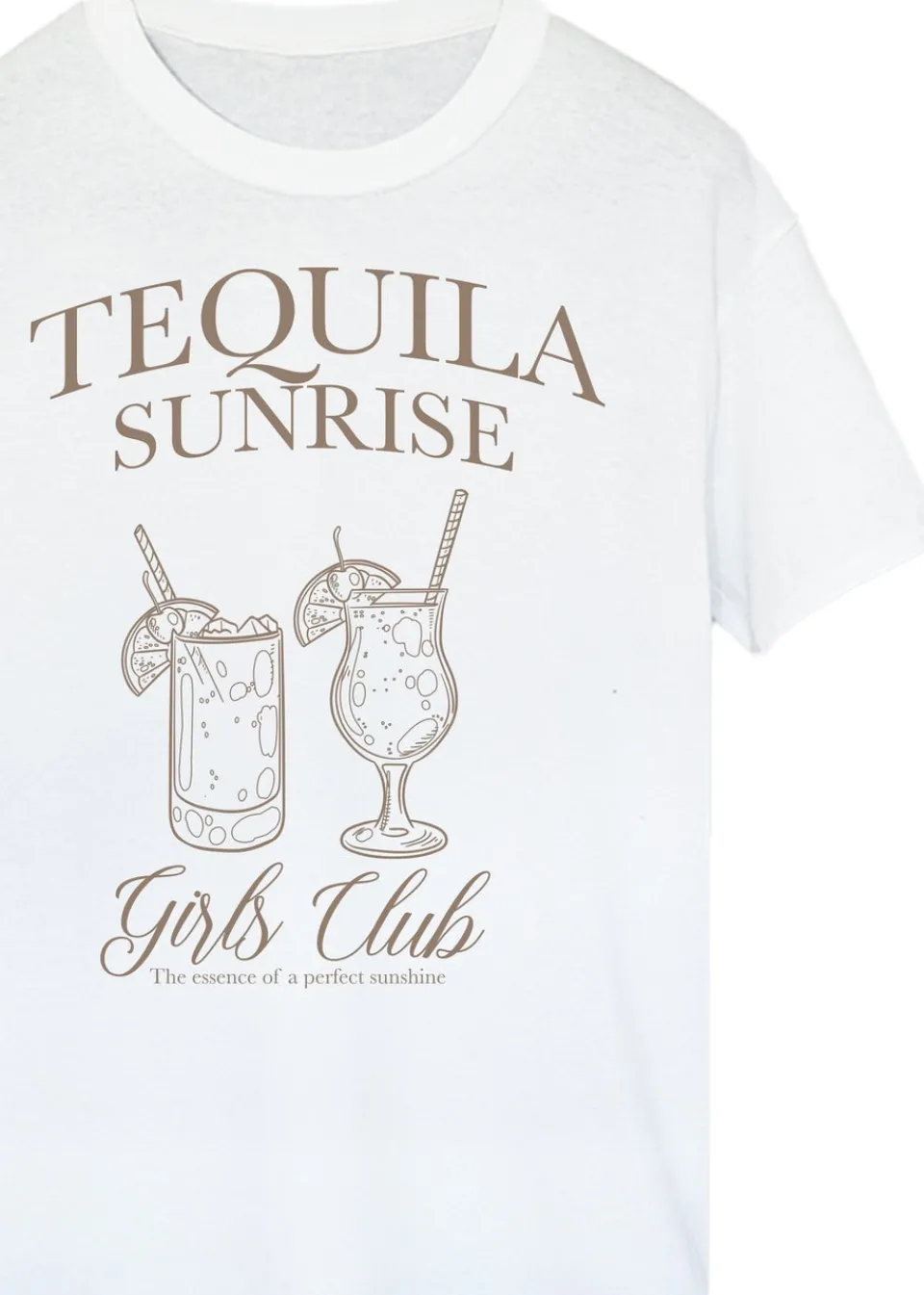 T-Shirts>Brands In Tequila Sunrise Girls Club White Boyfriend Fit Graphic T-Shirt