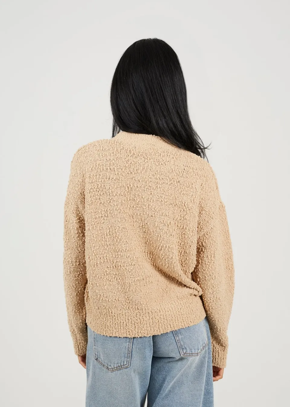 Tops>Brave Soul Beige Textured Knit Cardigan