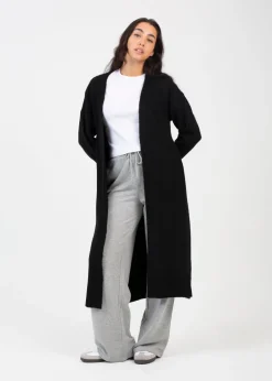 Tops>Brave Soul Black Knitted Dropped Shoulder Maxi Cardigan