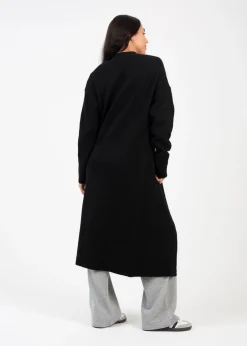 Tops>Brave Soul Black Knitted Dropped Shoulder Maxi Cardigan