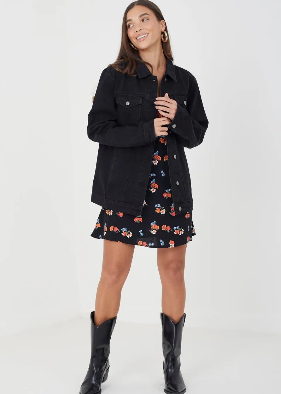Coats & Jackets>Brave Soul Oversized Denim Jacket Black