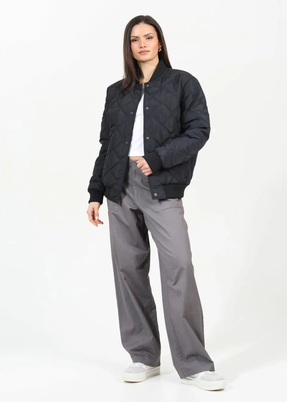 Coats & Jackets>Brave Soul Black Quilted Bomber Jacket