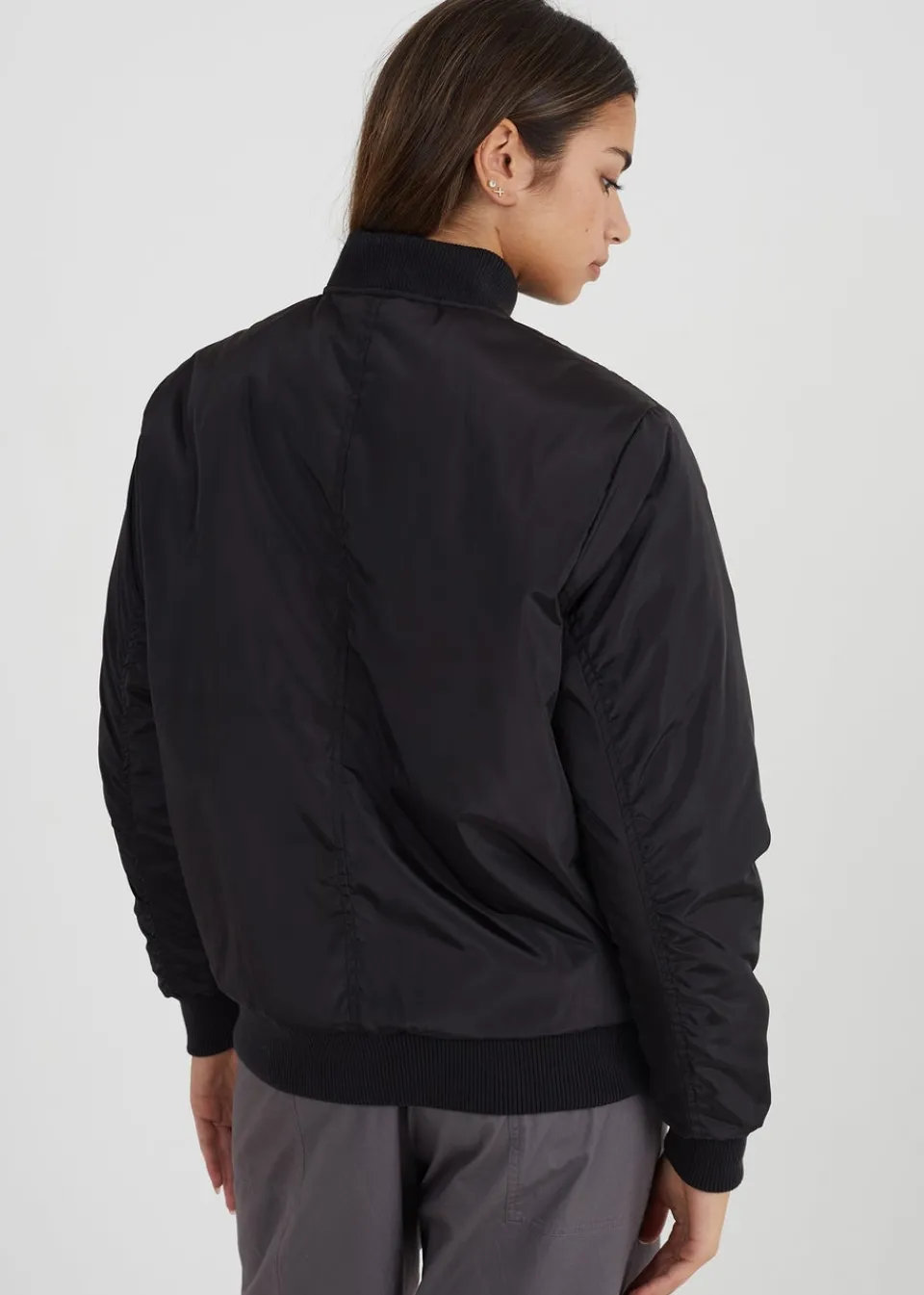 Coats & Jackets>Brave Soul Ruched Sleeve Oversized Bomber Jacket Black