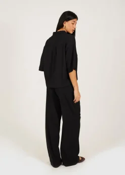 Trousers>Brave Soul Black Wide Leg Jersey Trousers