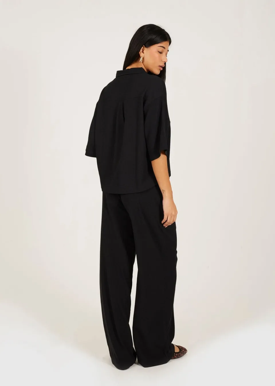 Trousers>Brave Soul Black Wide Leg Jersey Trousers