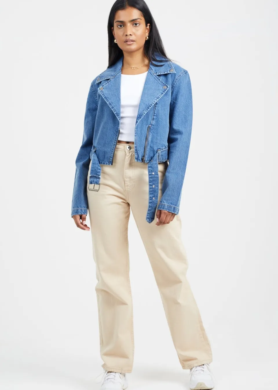 Coats & Jackets>Brave Soul Blue Denim Biker Jacket