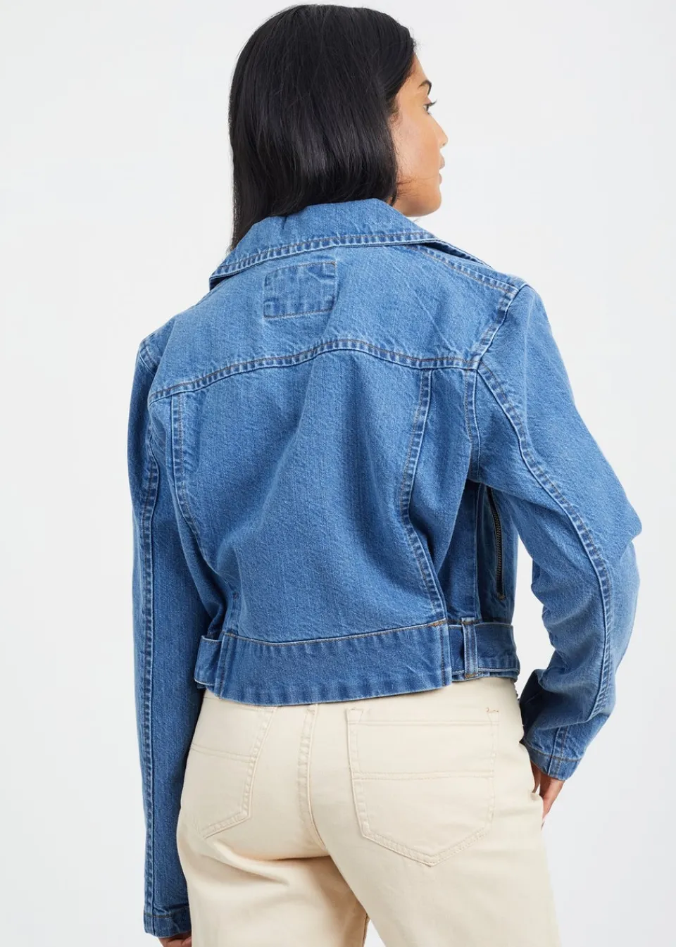 Coats & Jackets>Brave Soul Blue Denim Biker Jacket