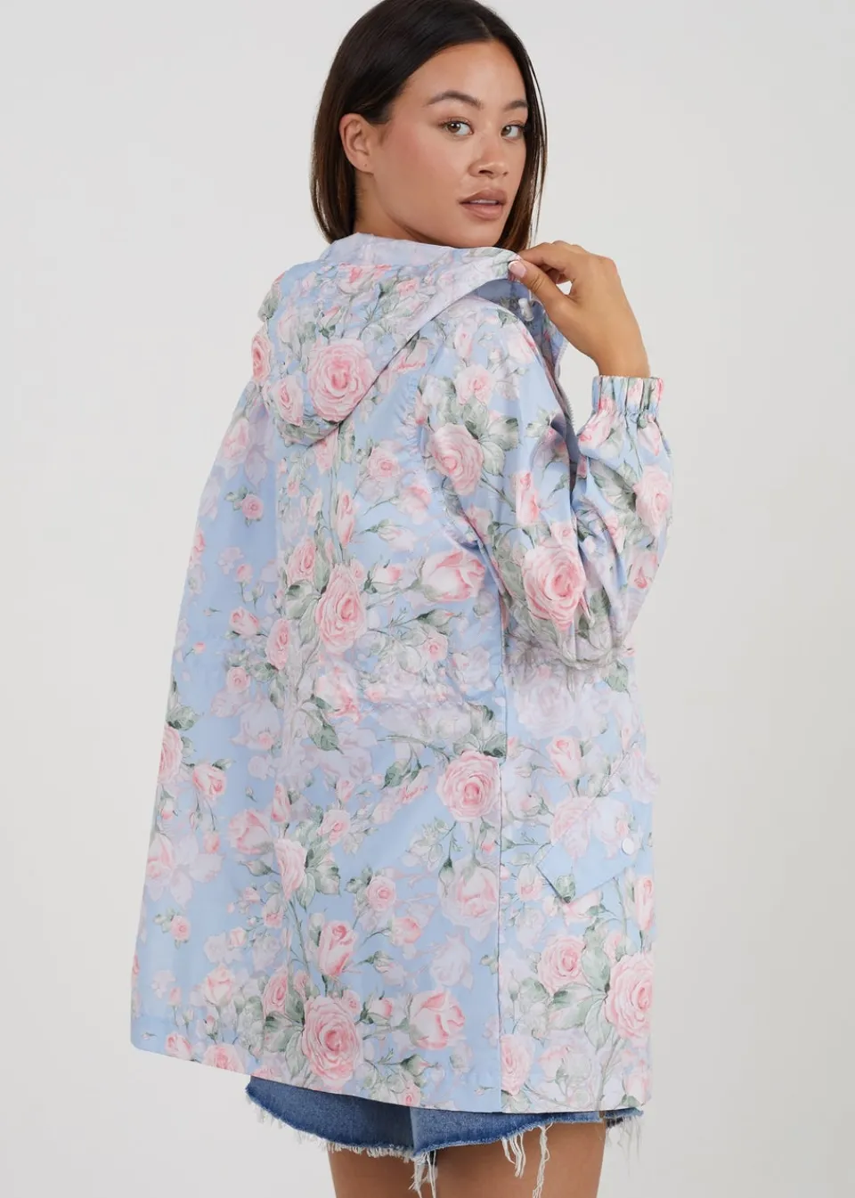 Coats & Jackets>Brave Soul Blue Lightweight Showerproof Hooded Mac