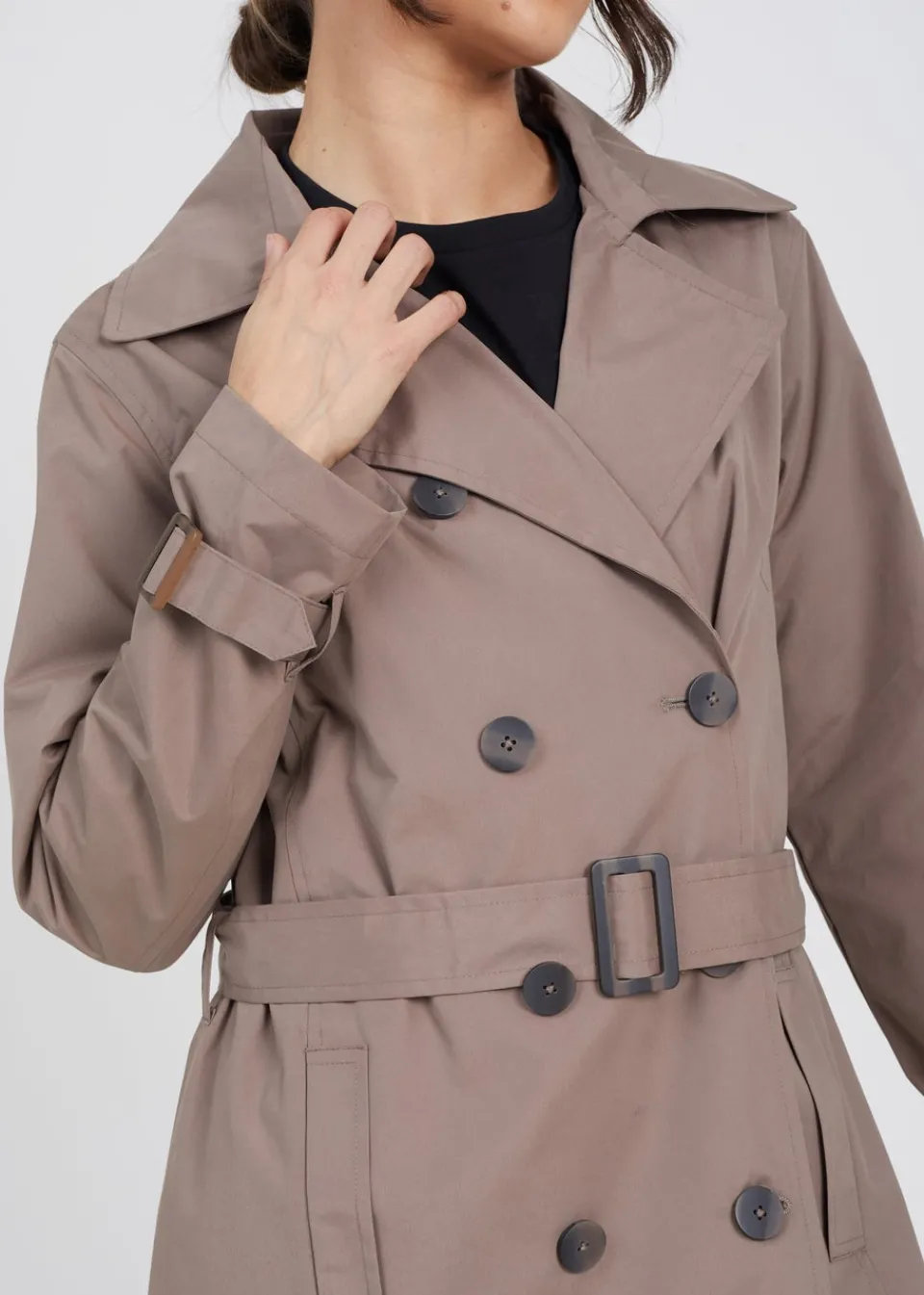 Coats & Jackets>Brave Soul Double-Breasted Longline Trench Coat Brown