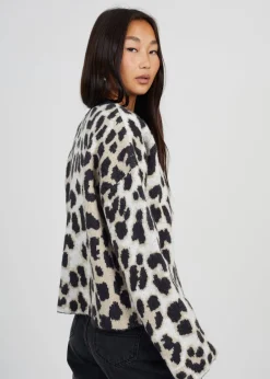 Tops>Brave Soul Camel Button Through Animal Print Jacquard Knit Cardigan