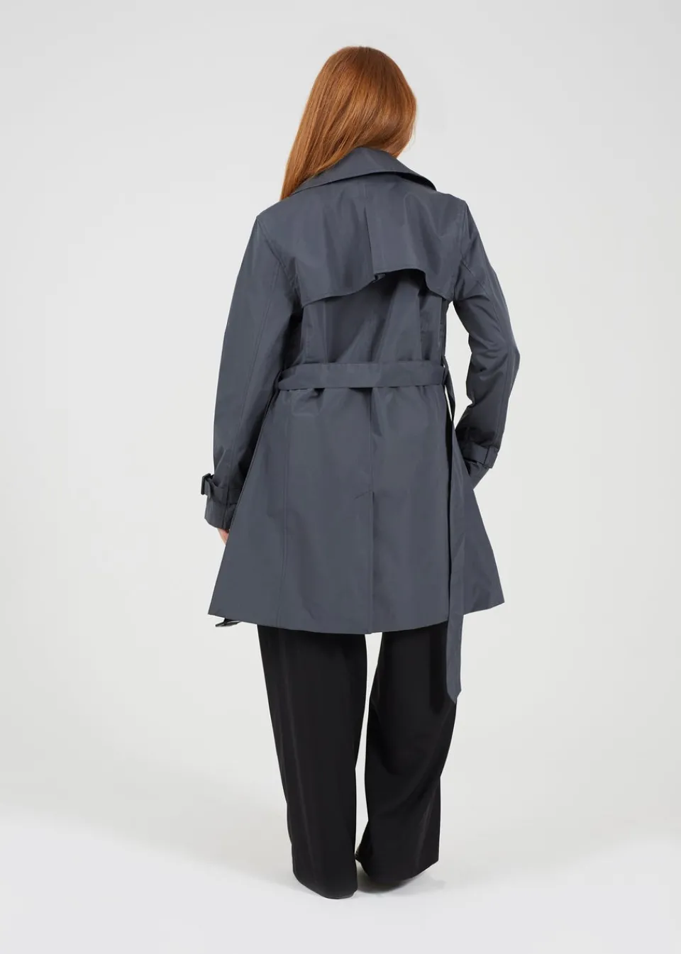 Coats & Jackets>Brave Soul Charcoal Double Breasted Short Trench Coat
