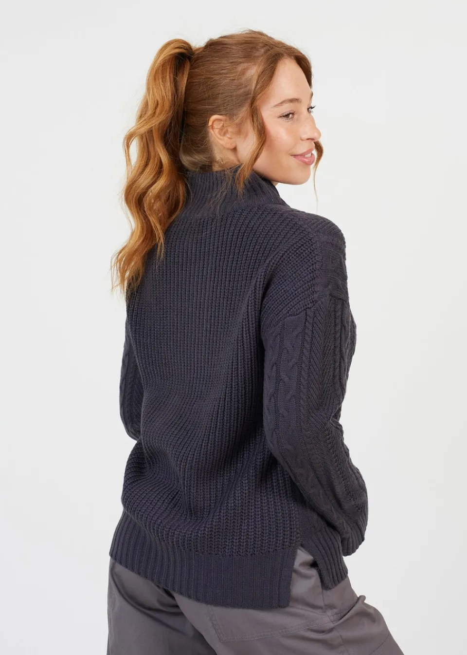 Tops>Brave Soul Charcoal Half Zip Cable Knit Jumper