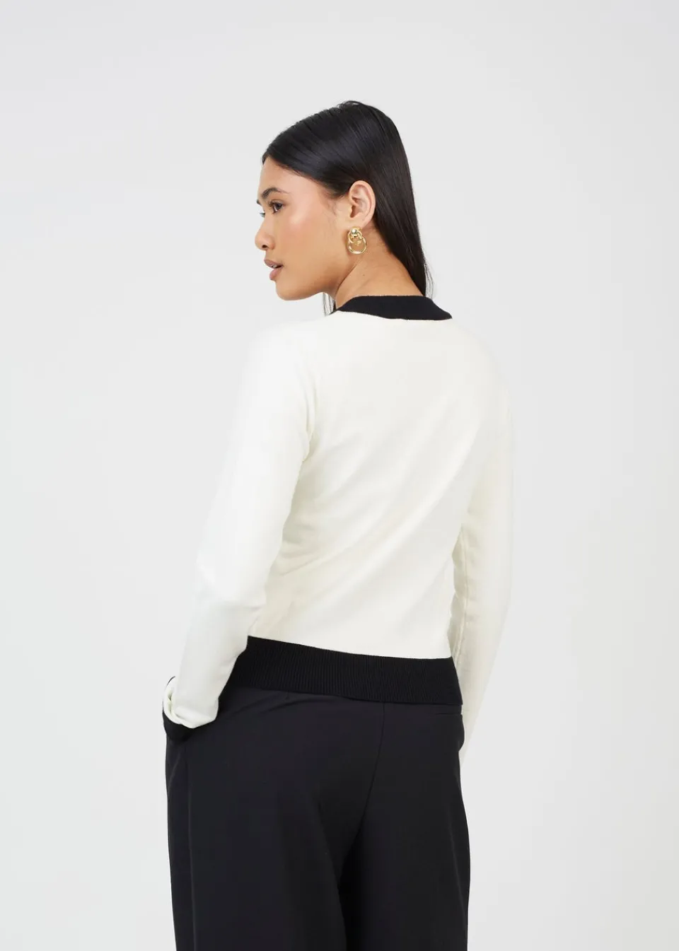 Tops>Brave Soul Cream Classic Round Neck Cardigan