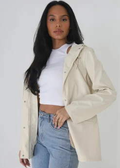 Coats & Jackets>Brave Soul Hooded Rain Mac Cream