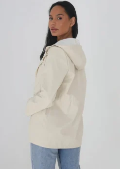 Coats & Jackets>Brave Soul Hooded Rain Mac Cream