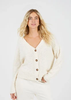 Tops>Brave Soul Cream Textured Knit Cardigan