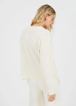 Tops>Brave Soul Cream Textured Knit Cardigan
