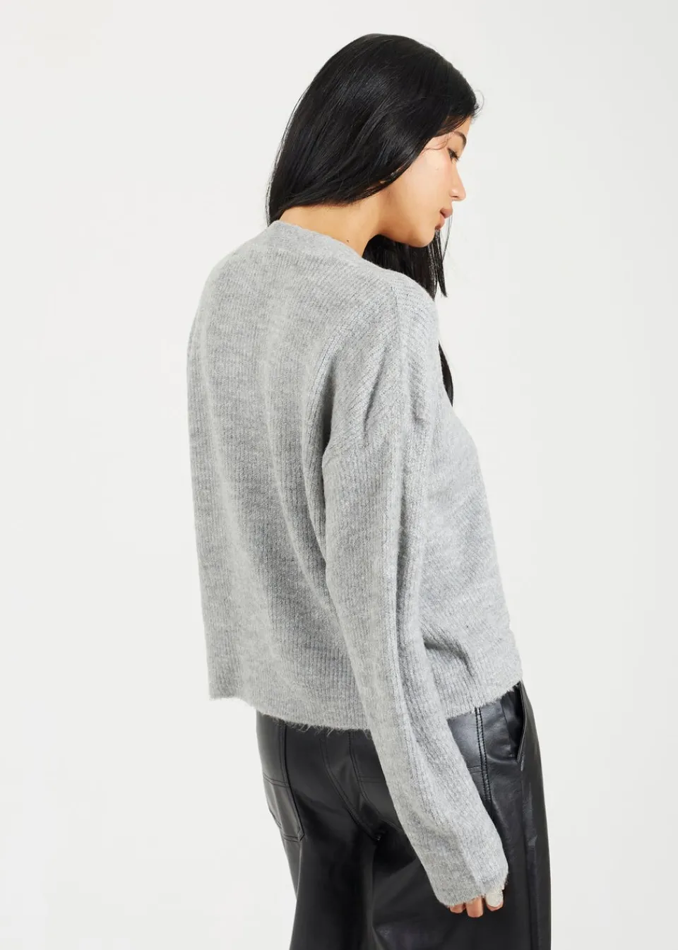 Tops>Brave Soul Grey Button Through Soft Knit Cardigan