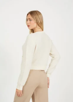 Tops>Brave Soul Ivory Button Through Boucle Cardigan