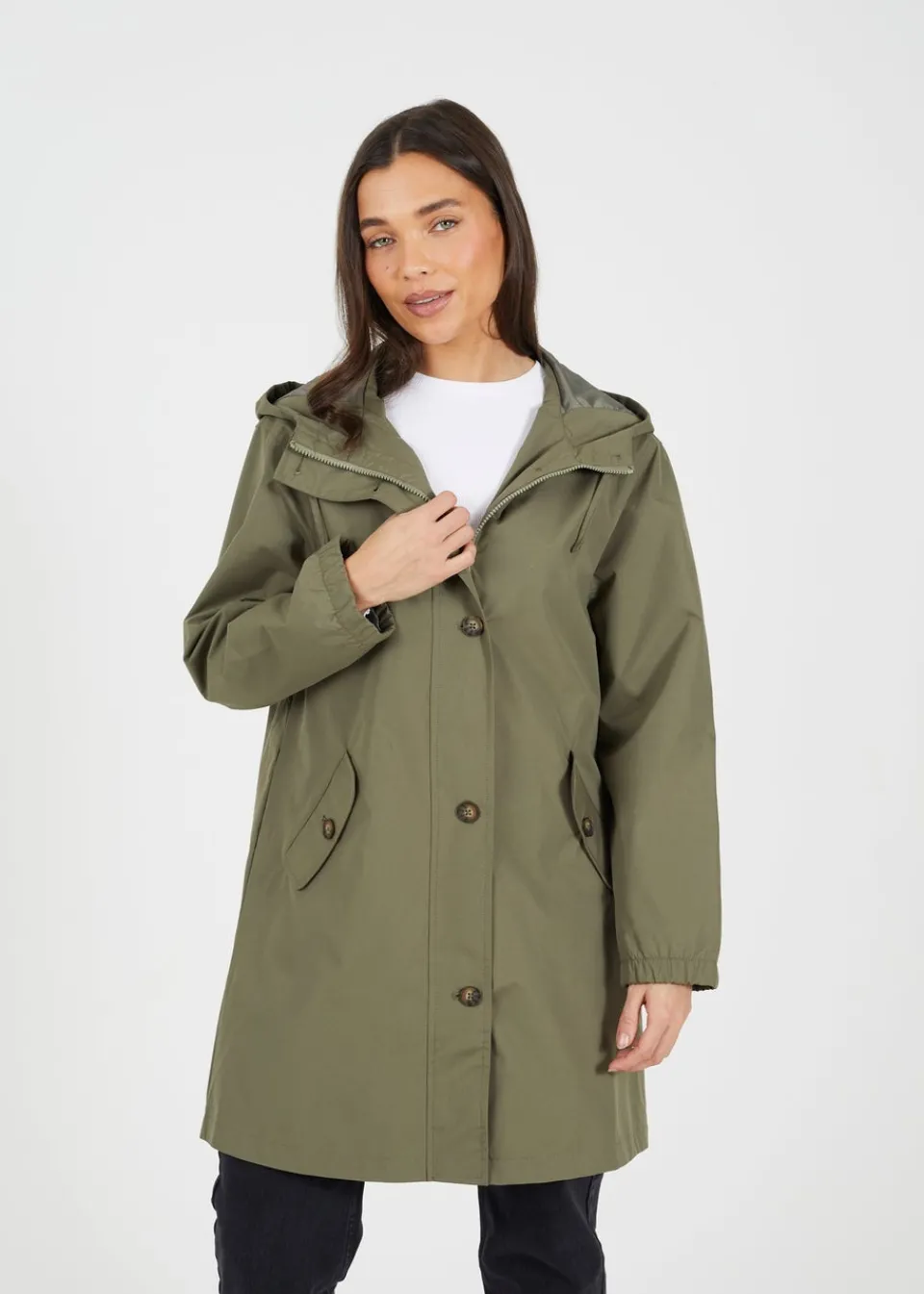 Coats & Jackets>Brave Soul Khaki Lightweight Parka Style Hooded Jacket