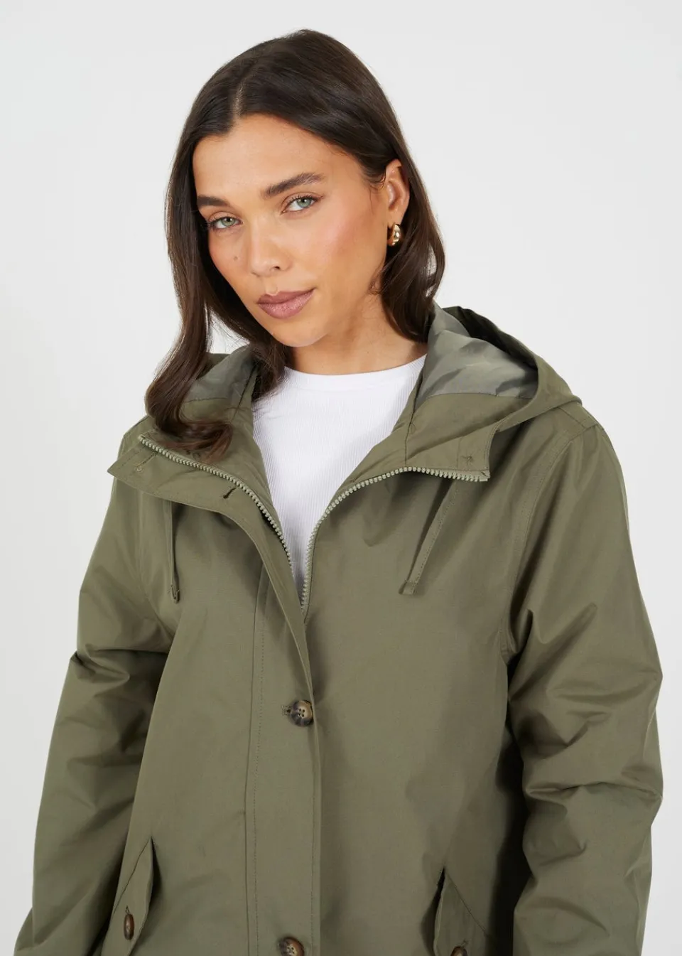 Coats & Jackets>Brave Soul Khaki Lightweight Parka Style Hooded Jacket
