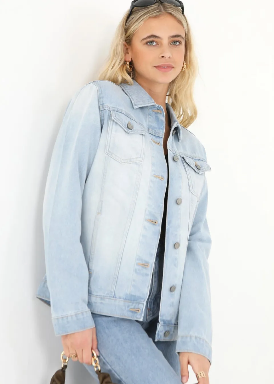 Coats & Jackets>Brave Soul Light Blue Oversized Denim Jacket LightBlue