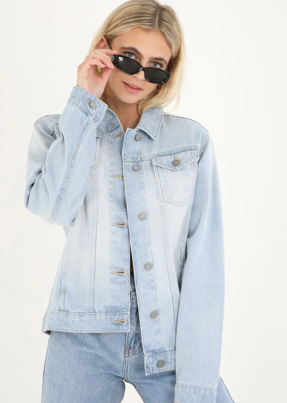 Coats & Jackets>Brave Soul Light Blue Oversized Denim Jacket LightBlue