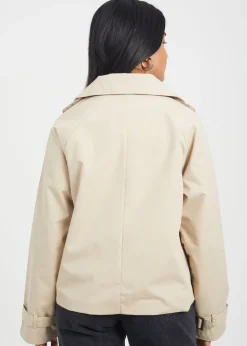 Coats & Jackets>Brave Soul Stone Double Breasted Short Trench Coat