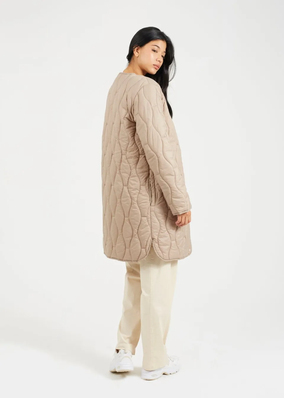 Coats & Jackets>Brave Soul Stone Longline Quilted Jacket