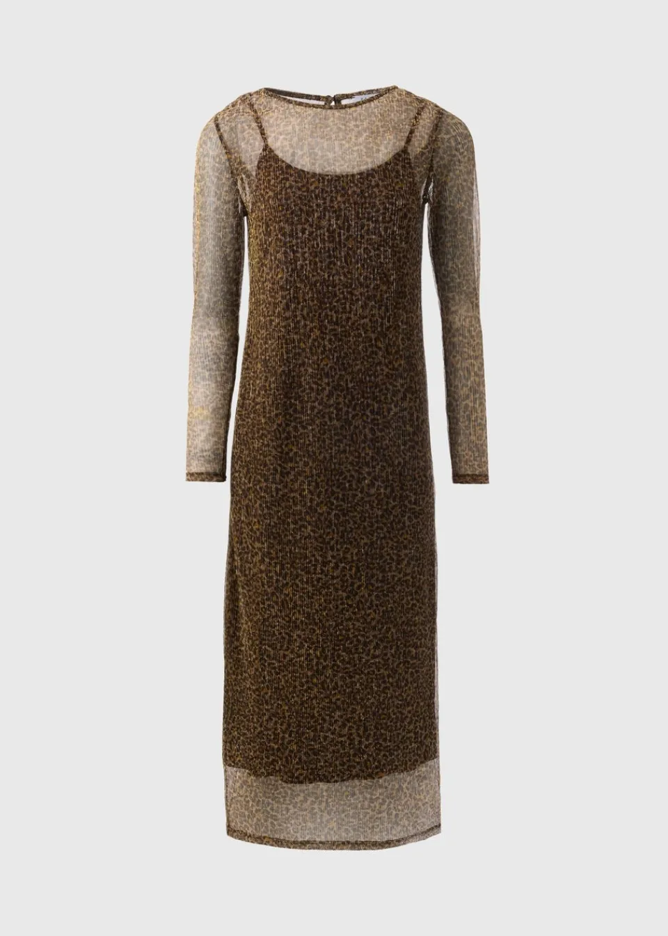 Dresses>Papaya Brown Animal Plisse Midi Dress