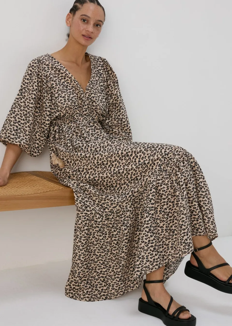 Dresses>Papaya Brown Animal Print Dress