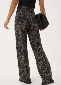 Jeans & Jeggings>Papaya Denim Brown Animal Print Straight Leg Relaxed Jeans