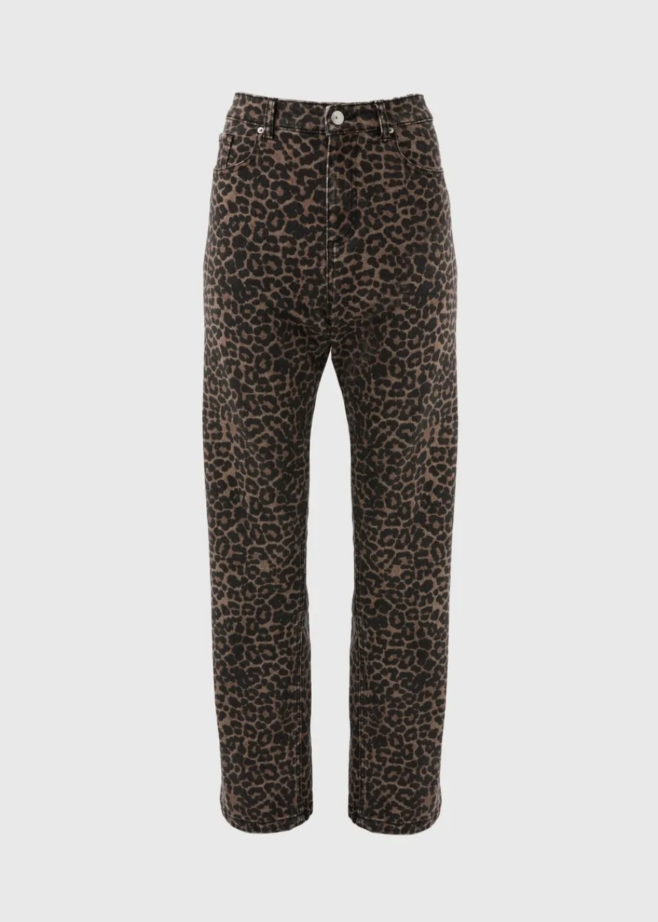 Jeans & Jeggings>Papaya Denim Brown Animal Print Straight Leg Relaxed Jeans