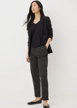 Trousers>Papaya Brown Animal Tapered Ponte Trousers