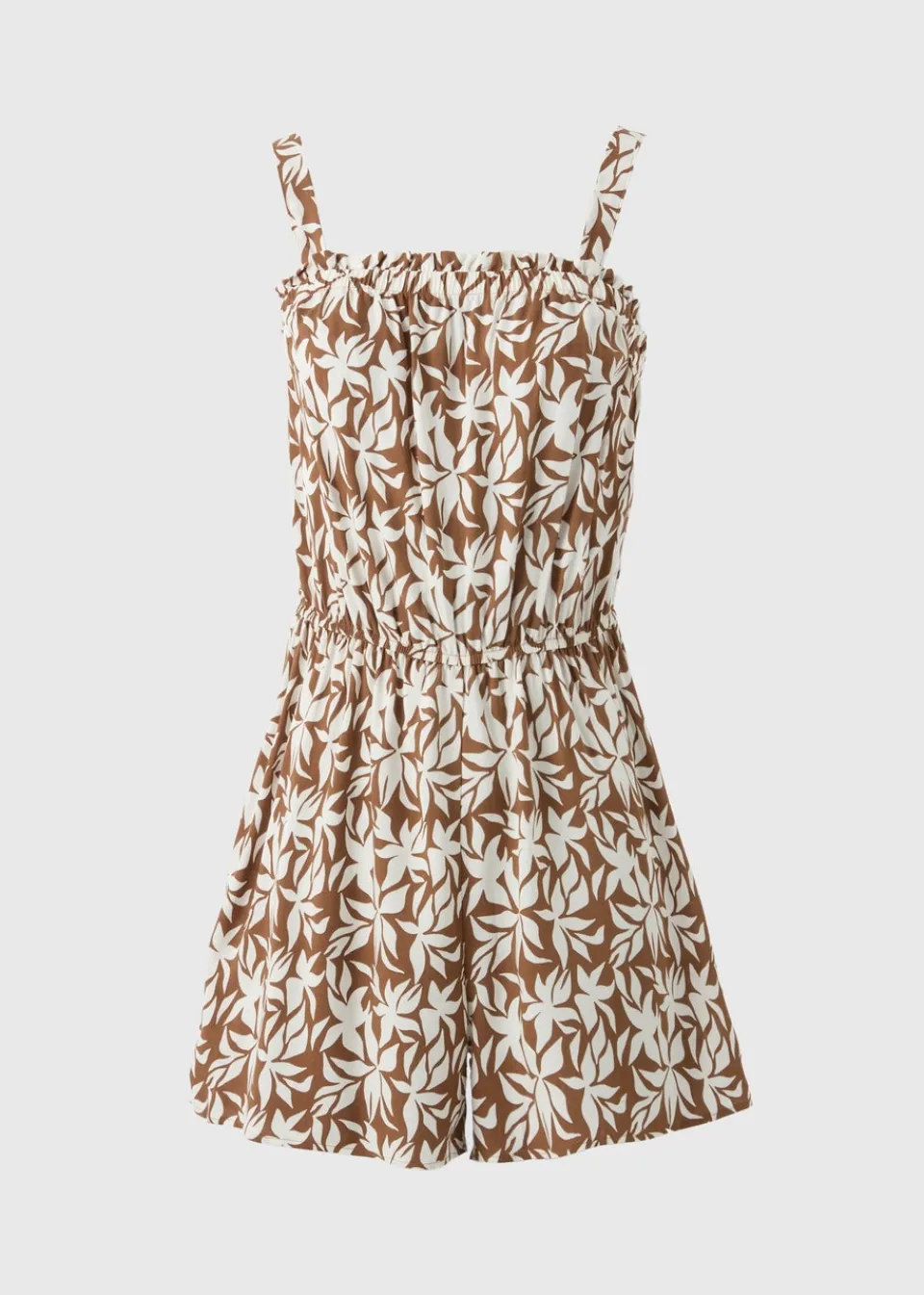 Jumpsuits & Playsuits>Papaya Brown Leaf Print Playsuit