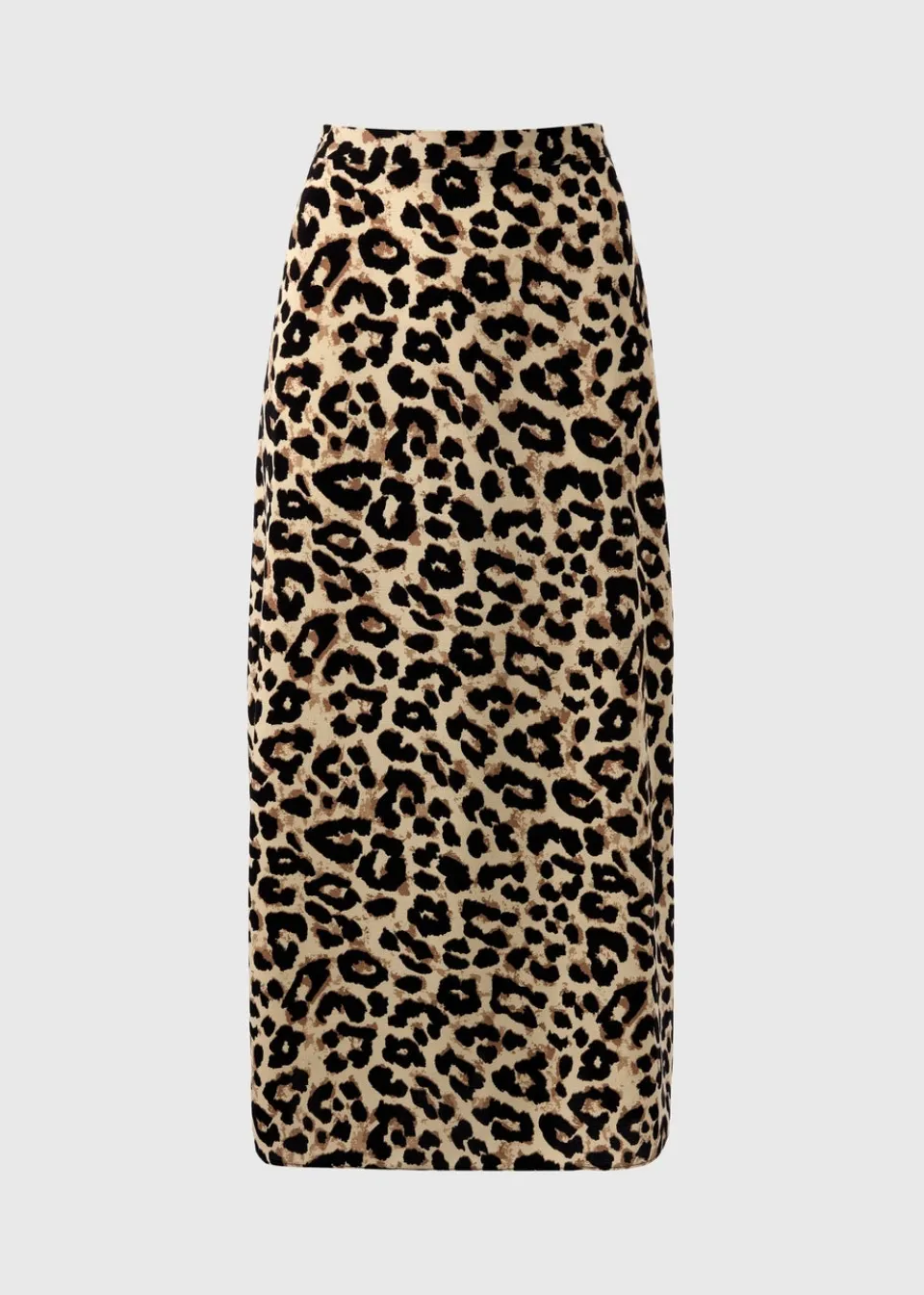 Skirts>Papaya Brown Leopard Print Flared Hem Midaxi Skirt