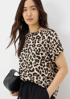 Tops>Papaya Brown Leopard Print Pocket Box Top