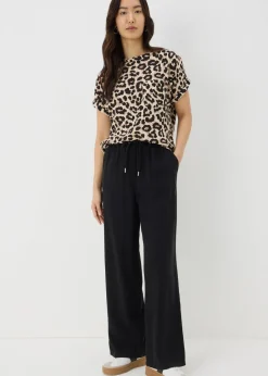 Tops>Papaya Brown Leopard Print Pocket Box Top