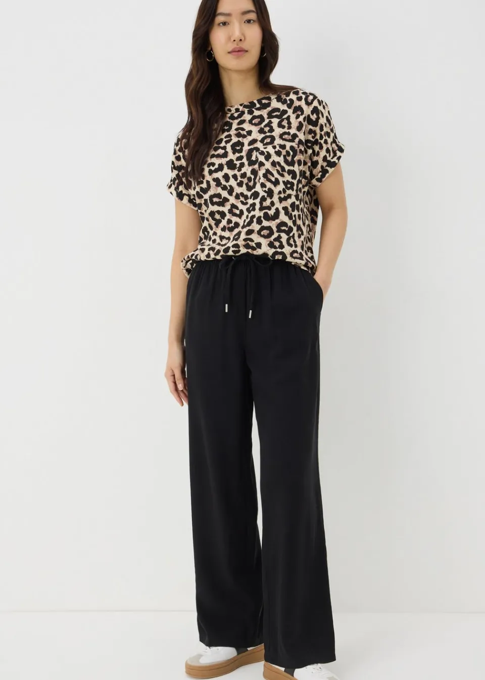 Tops>Papaya Brown Leopard Print Pocket Box Top
