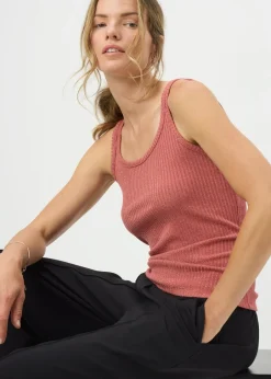 Tops>Papaya Brown Sparkle Vest Top